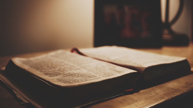 Open bible on table