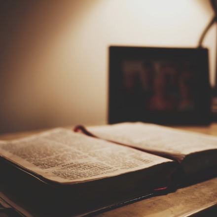 Open bible on table