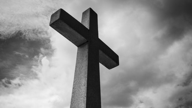 Black and White Photo of a Cross